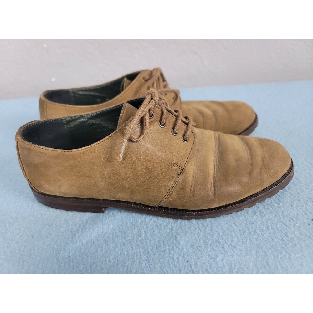 Joan & David Brown Suede Oxford Flats Vibram outsole handmade in Italy sz us 7.5